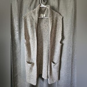 Brochu Walker Noah Wrap Open Cardigan Vest Cashmere Earthen Tweed Gray Small